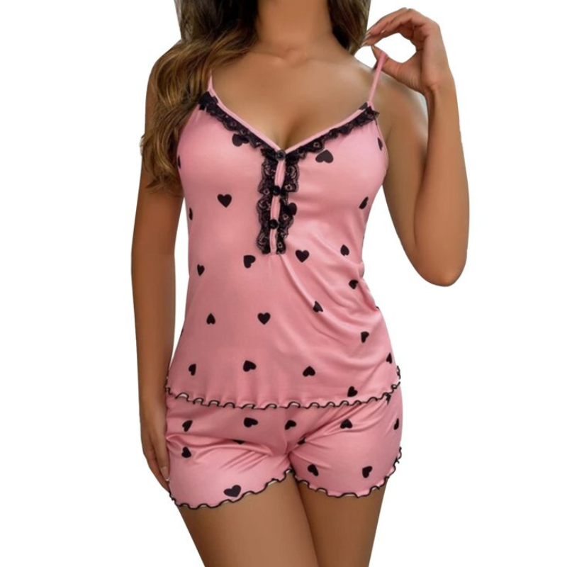 Nattøjssæt med dyb V-hals til kvinder