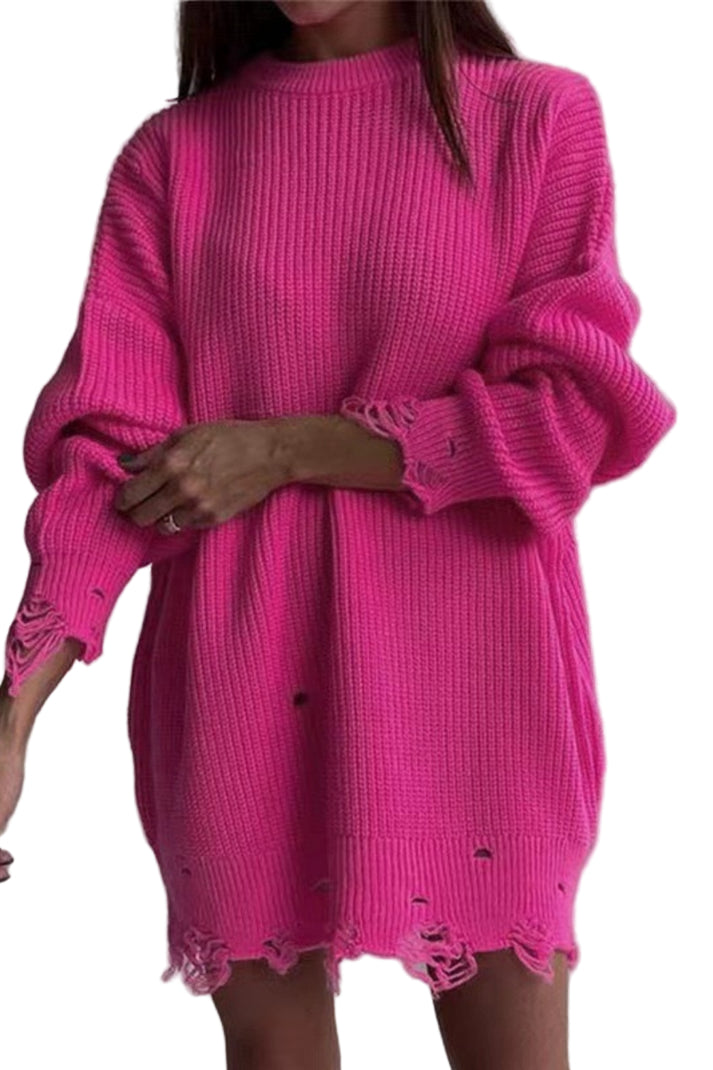 Dame Sweater Afslappet O-hals 100% Bomuld Striktrøjer Dame 1