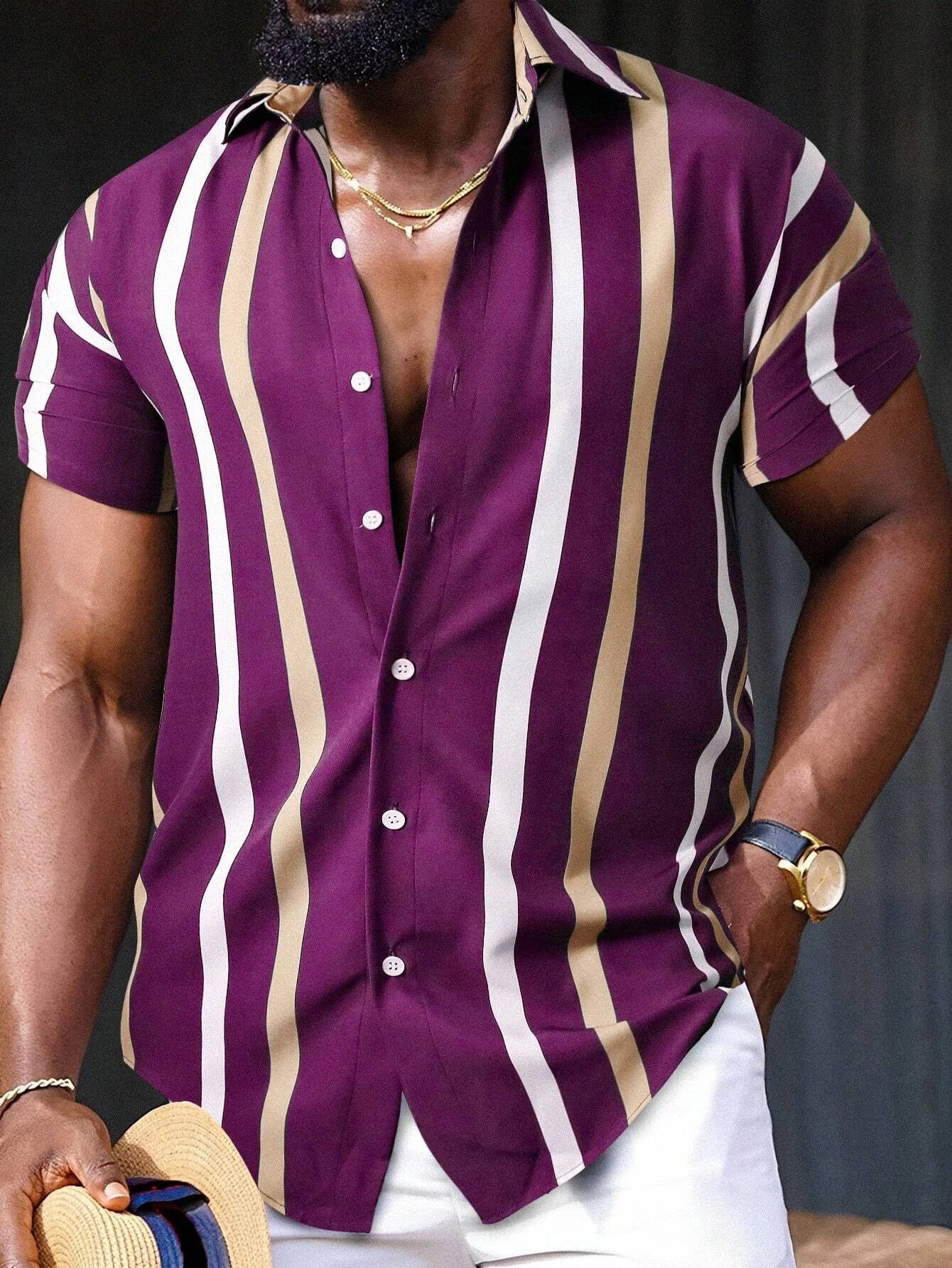 Herre Skjorte Elegant Stribet Bomuld