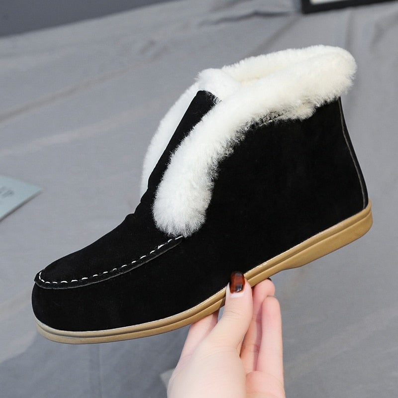 Ankelstøvler i ruskind og læder