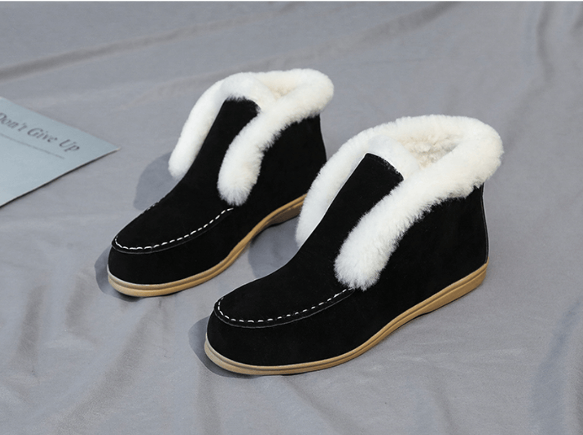 Ankelstøvler i ruskind og læder