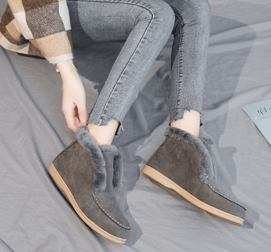 Ankelstøvler i ruskind og læder