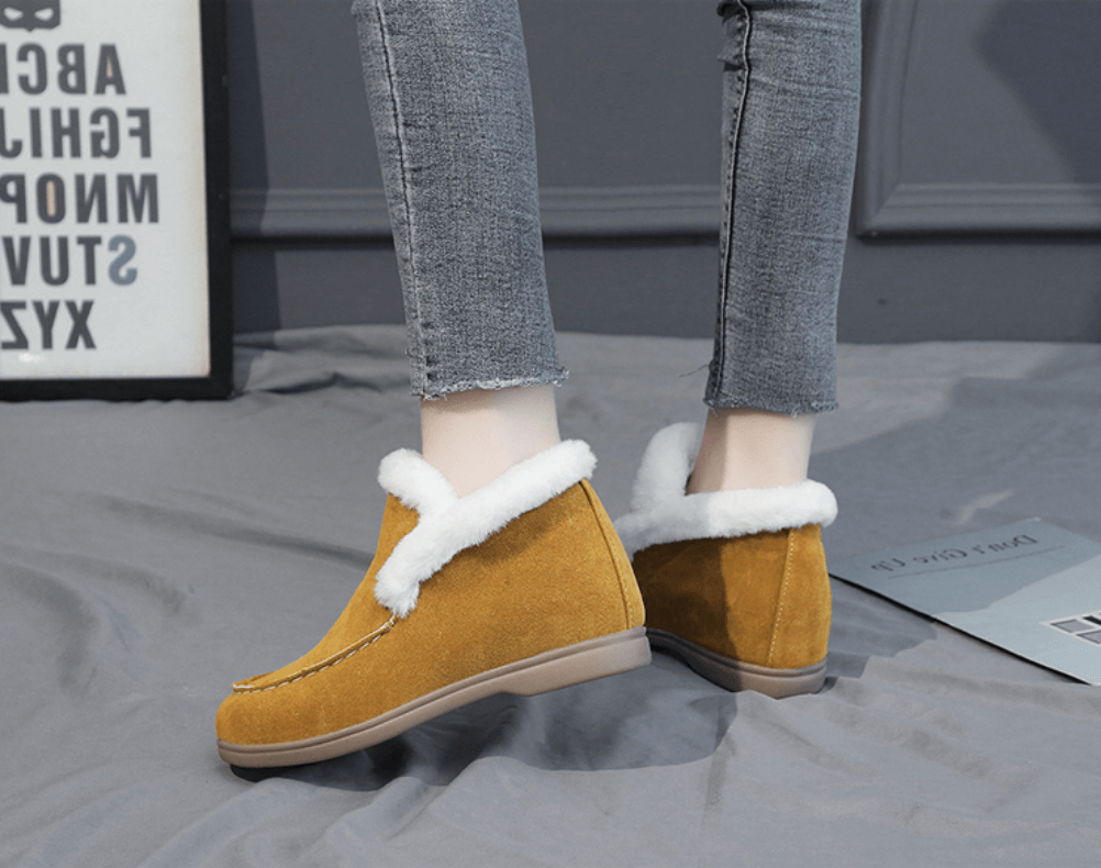 Ankelstøvler i ruskind og læder