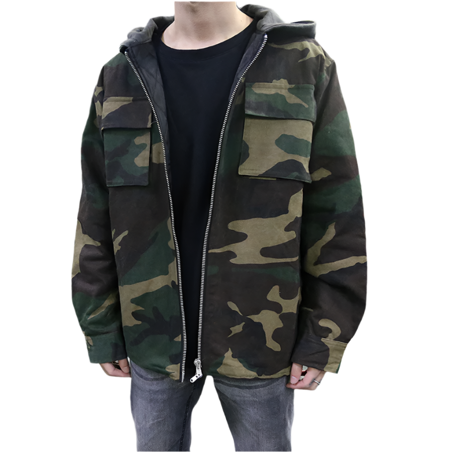 Hoodies Mænd Camouflage Moderne Pasform 100% Bomuld-1