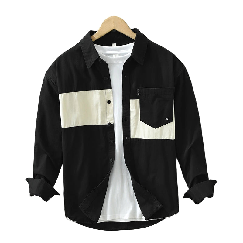 Herre Skjorte Patchwork Afslappet Bomuld