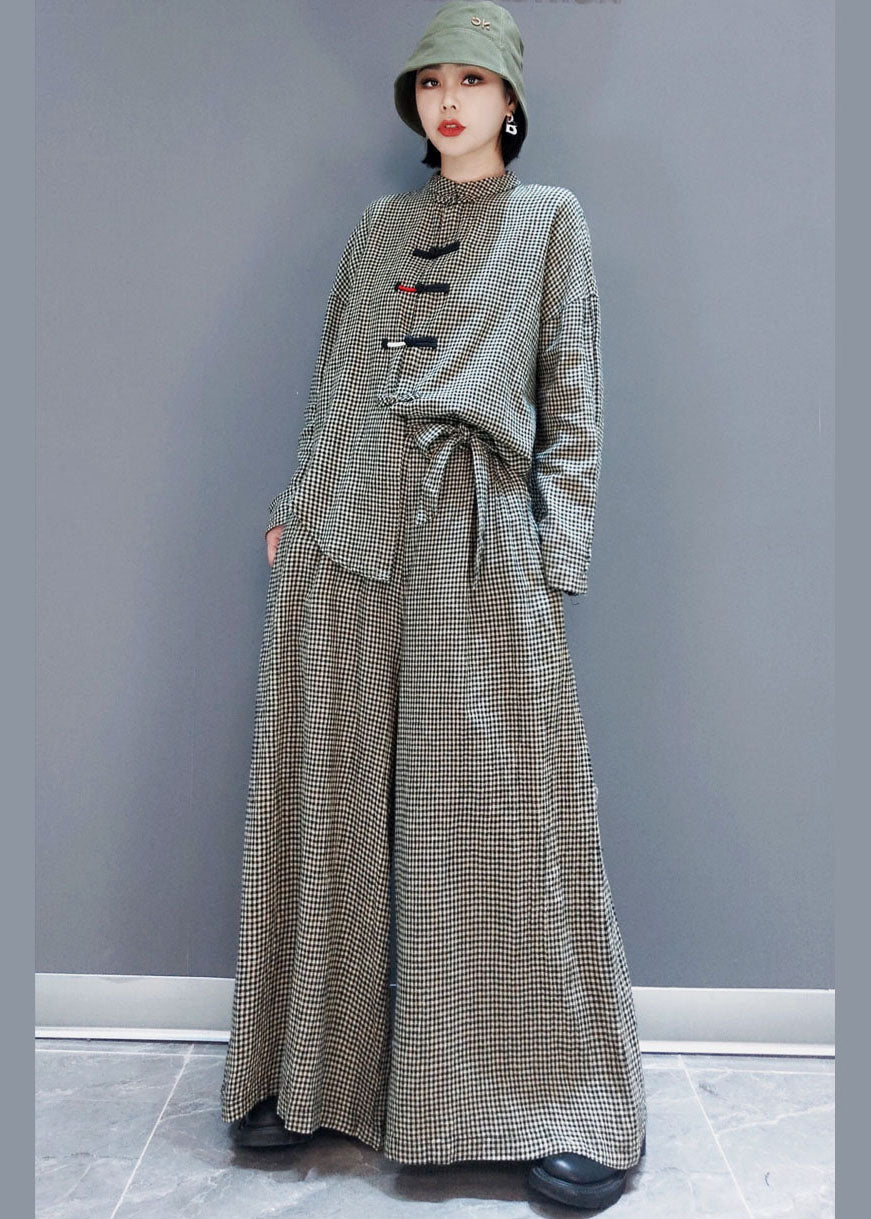 Dame 2-delt Outfit med Plaid Design 1