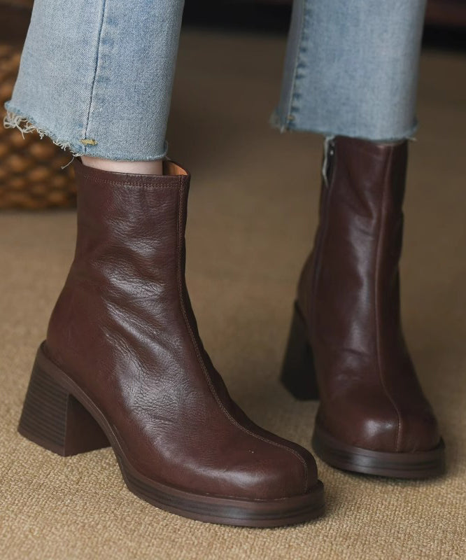 Dame Chunky Hæl Støvler med Lynlås 3