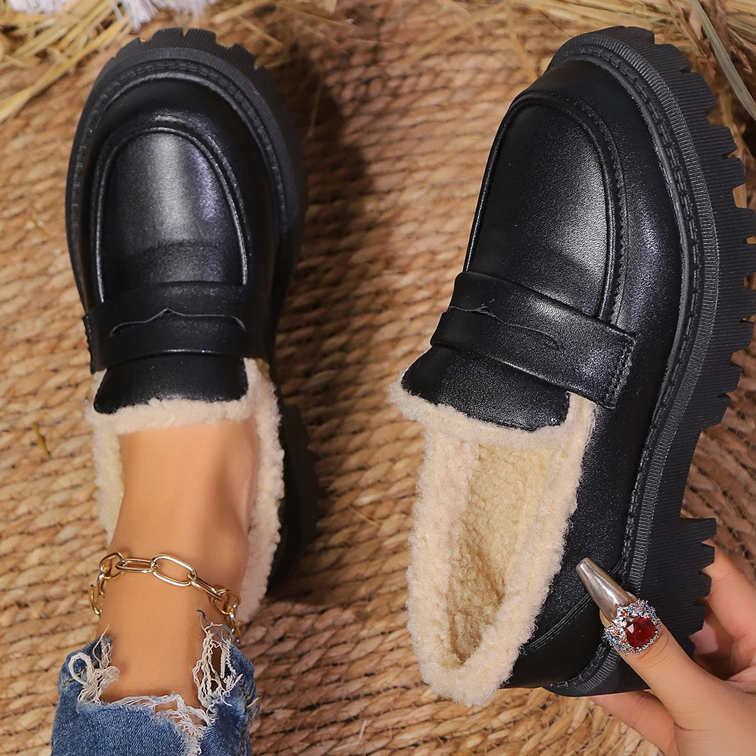 Dame Platform Loafers med Sherpa For 1