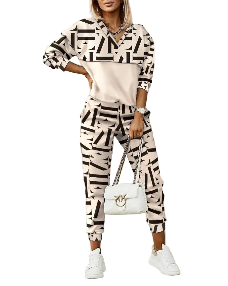 Damer's Joggingdragt Monogram Design Half-Zip Blød Stof 0