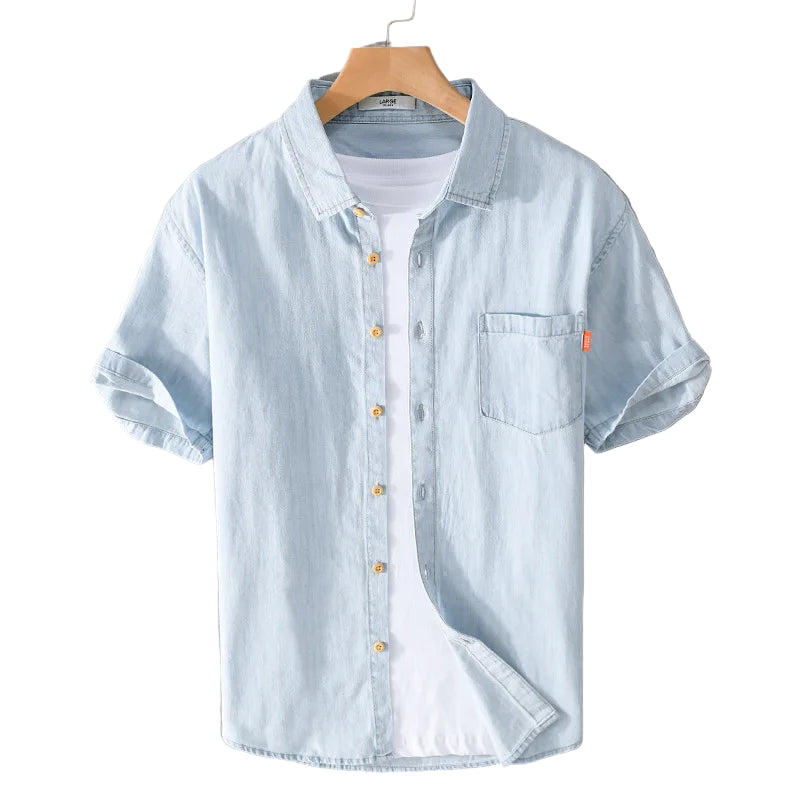 Herre Skjorte Denim Afslappet Stil Bomuld