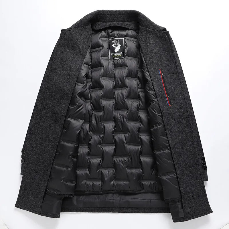 Herre 3/4 Overfrakke Klassisk Plaid Stilig 4