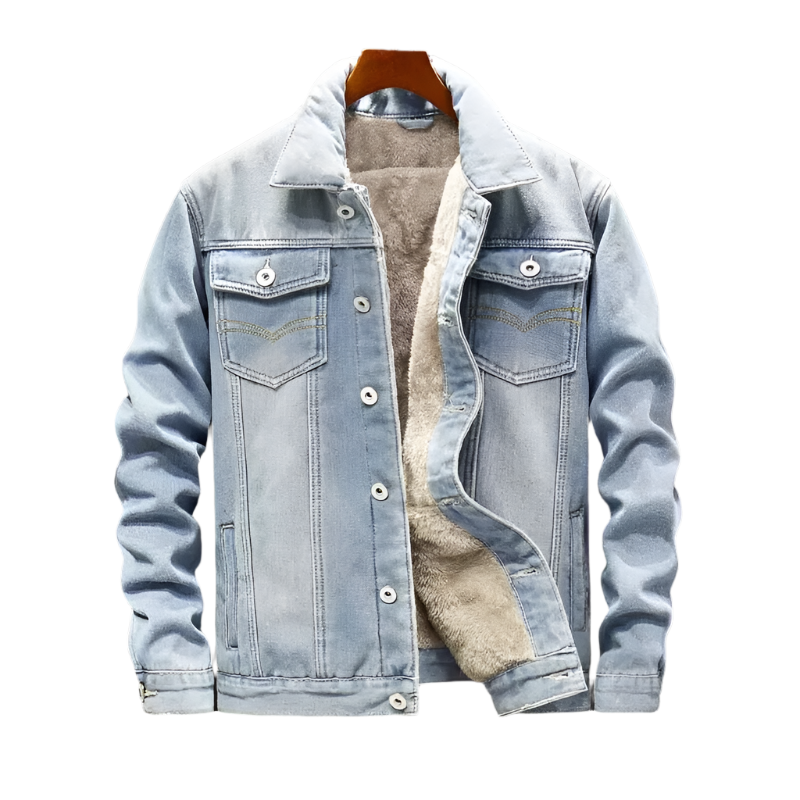 Herre Denim Jakke med Fleece Foring 0