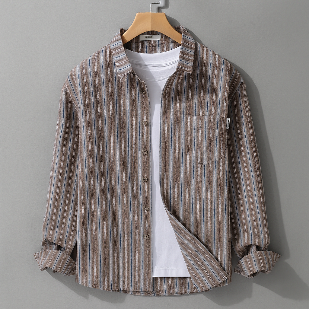 Herre Langærmet Skjorte Stribet 1