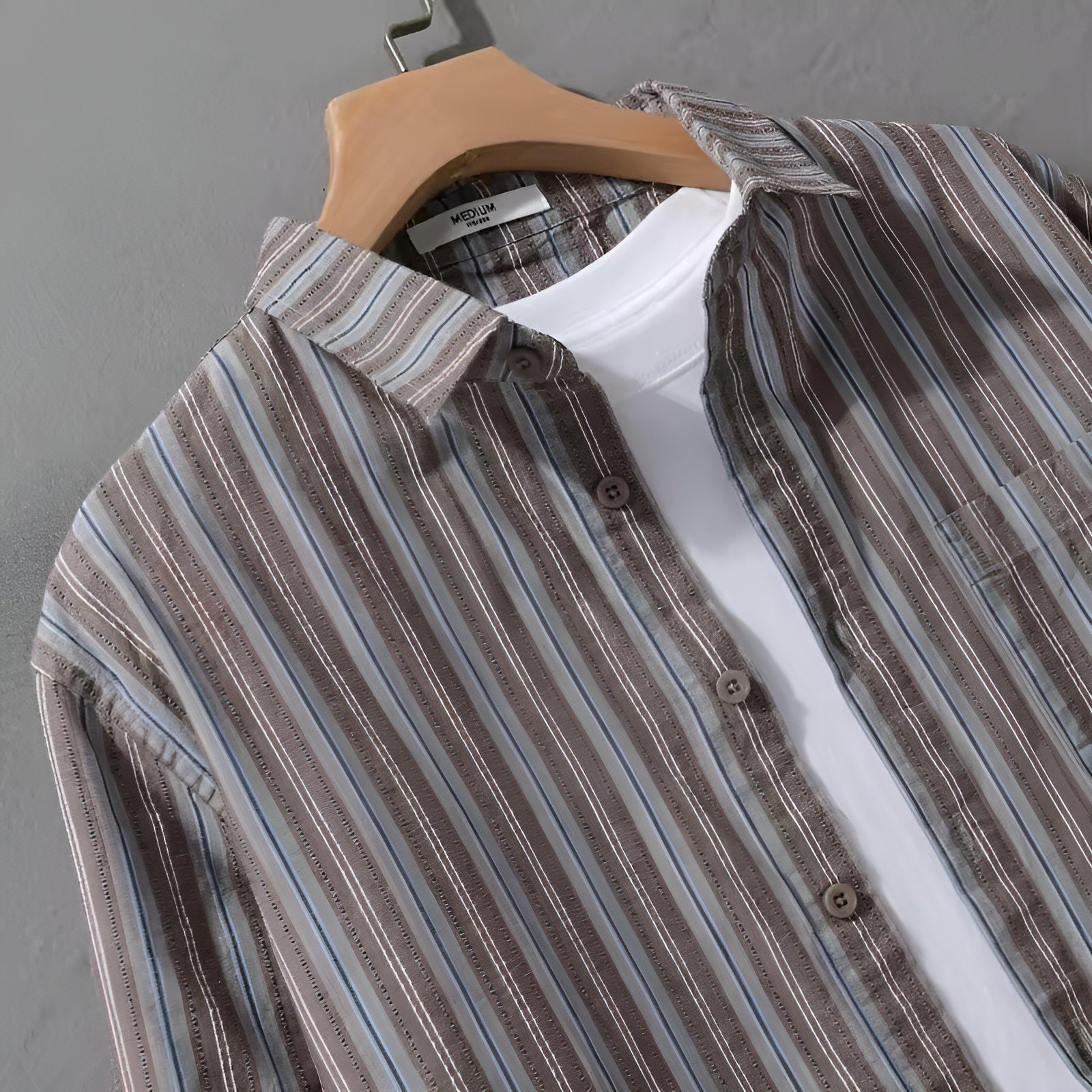 Herre Langærmet Skjorte Stribet 3