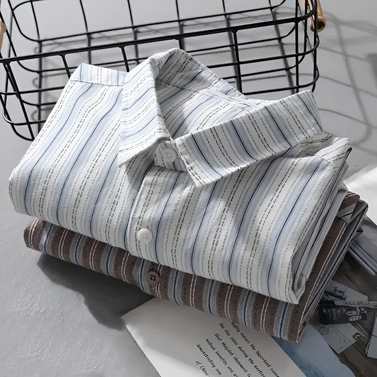 Herre Langærmet Skjorte Stribet 4