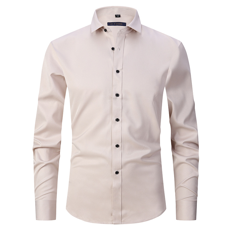 Herre Skjorter Smart Casual Slim Fit Stretchbart Åndbart Stof 10