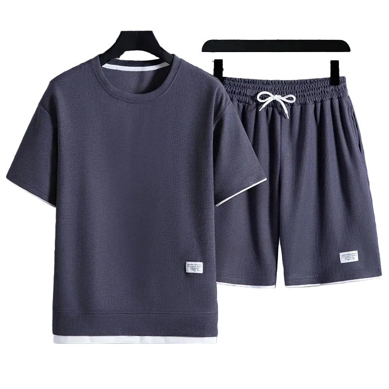 Herre Sporty Casual Sæt Overdimensioneret Skjorte og Shorts 0