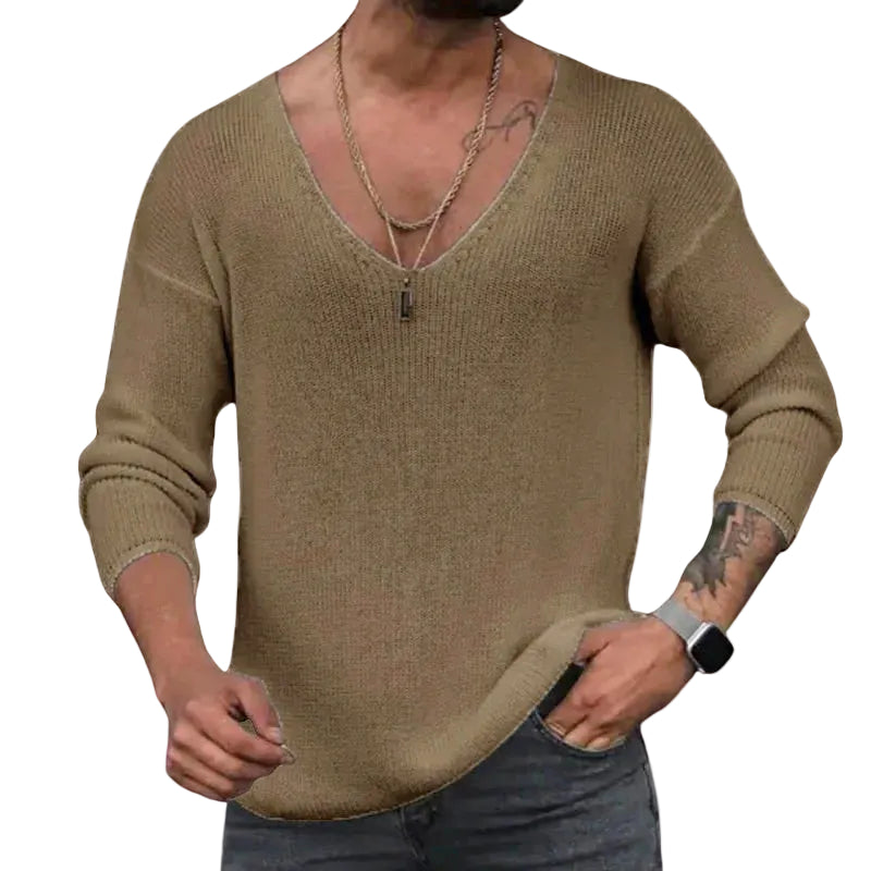 Herre V-hals Skjorte til Afslappet Stil 0