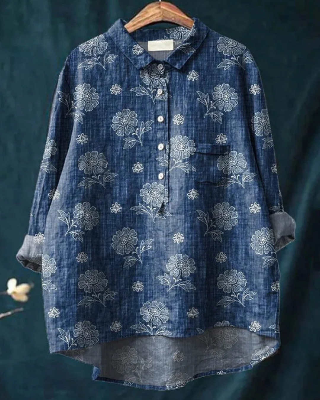 Kvinders Blomster Skjorte Button Down 2
