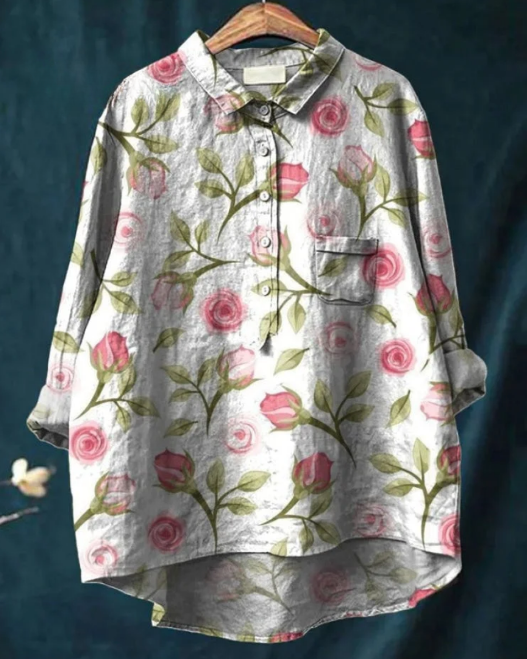 Kvinders Blomster Skjorte Button Down 4