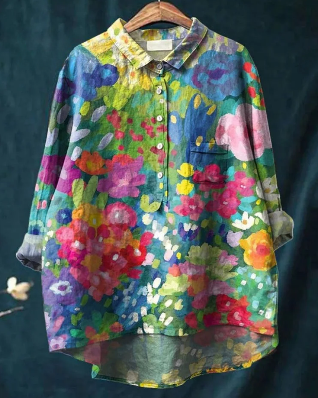Kvinders Blomster Skjorte Button Down 5