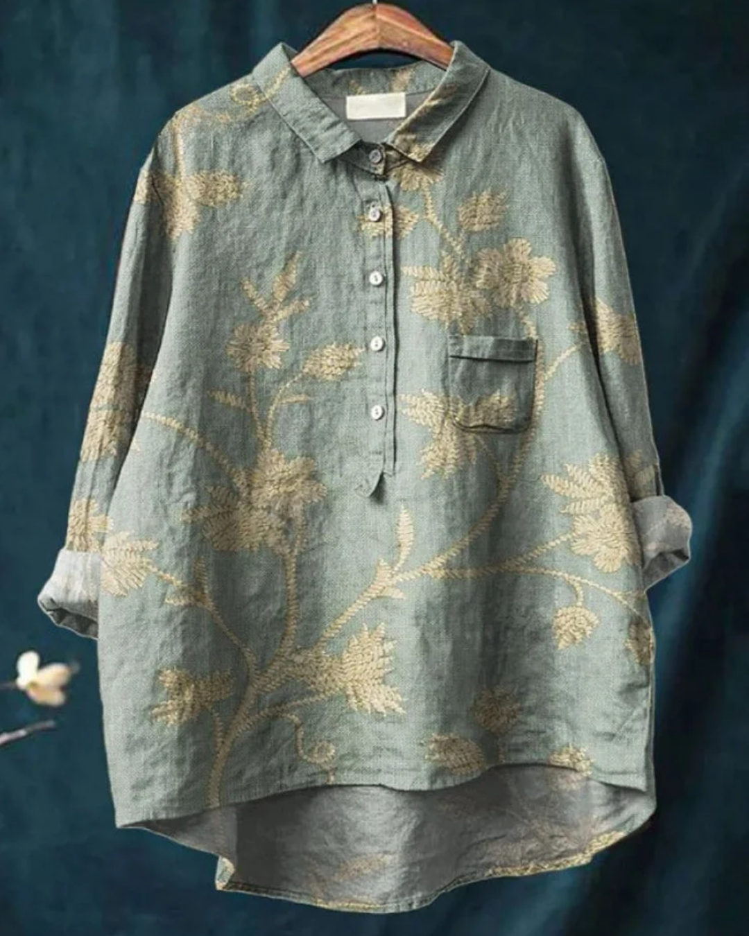 Kvinders Blomster Skjorte Button Down 7