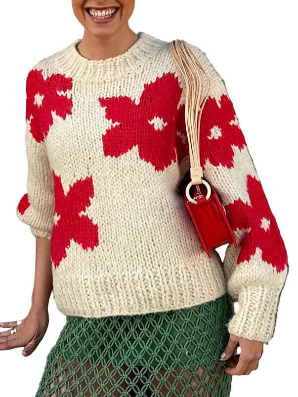 Kvinders Blomstertrøje Rund Hals Casual 0