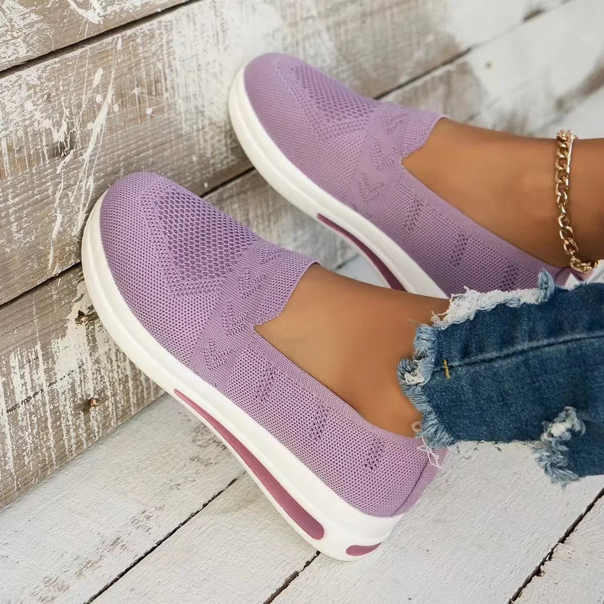 Kvinders Casual Sneakers Åndbar Strik Mesh 2