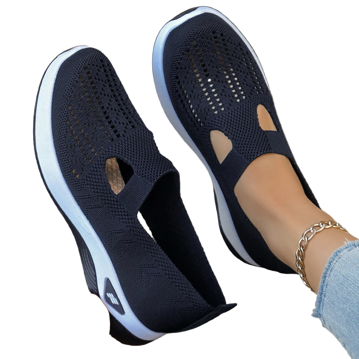 Kvinders Casual Sneakers Letvægts Åndbart Stof Flad Sål 0