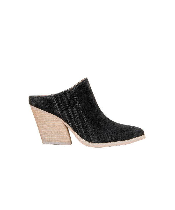 Kvinders Chunky Hill Wedge Mule Sko i Sort 0