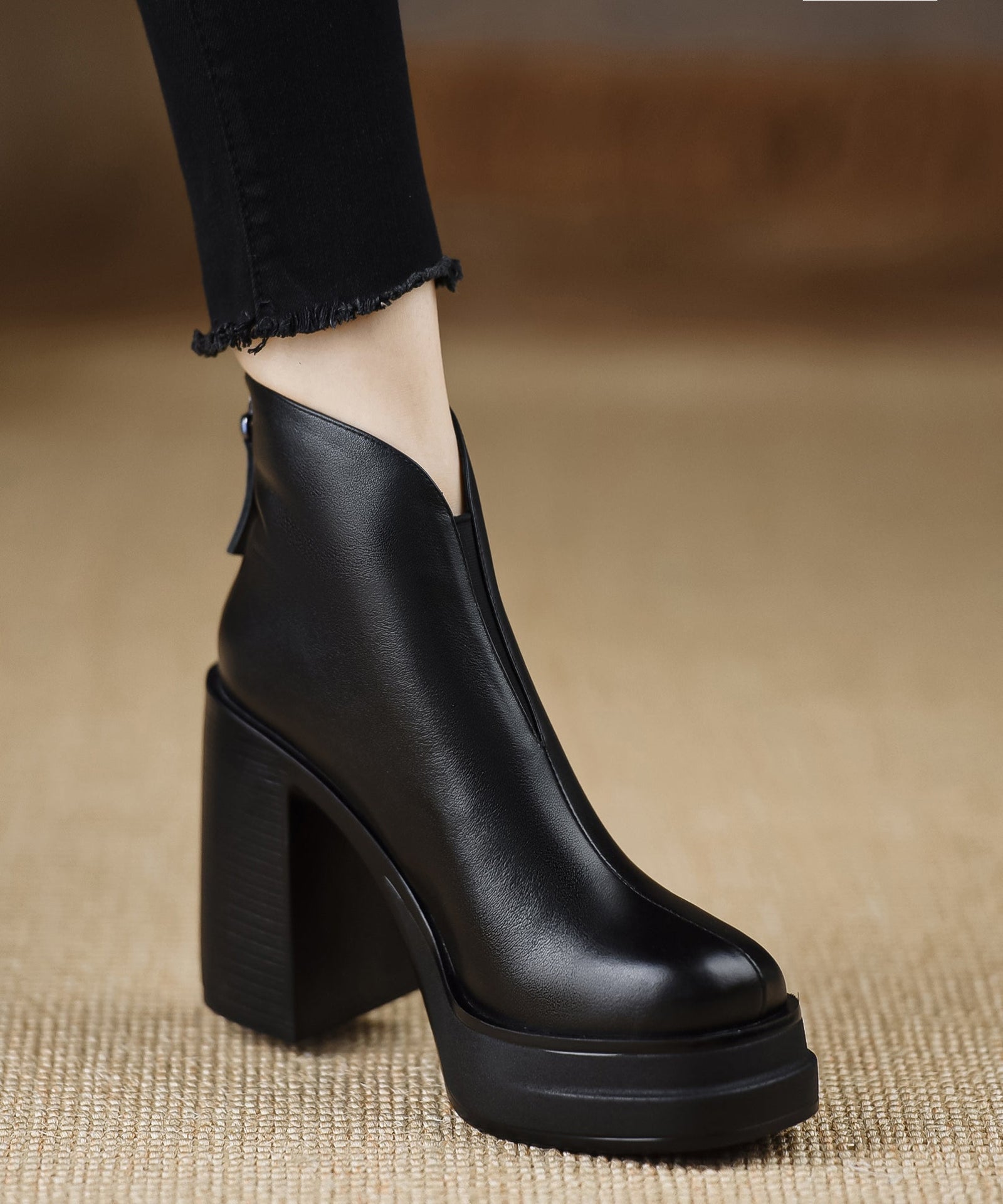 Kvinders Chunky Støvler med Høj Hæl Moderne Design 1