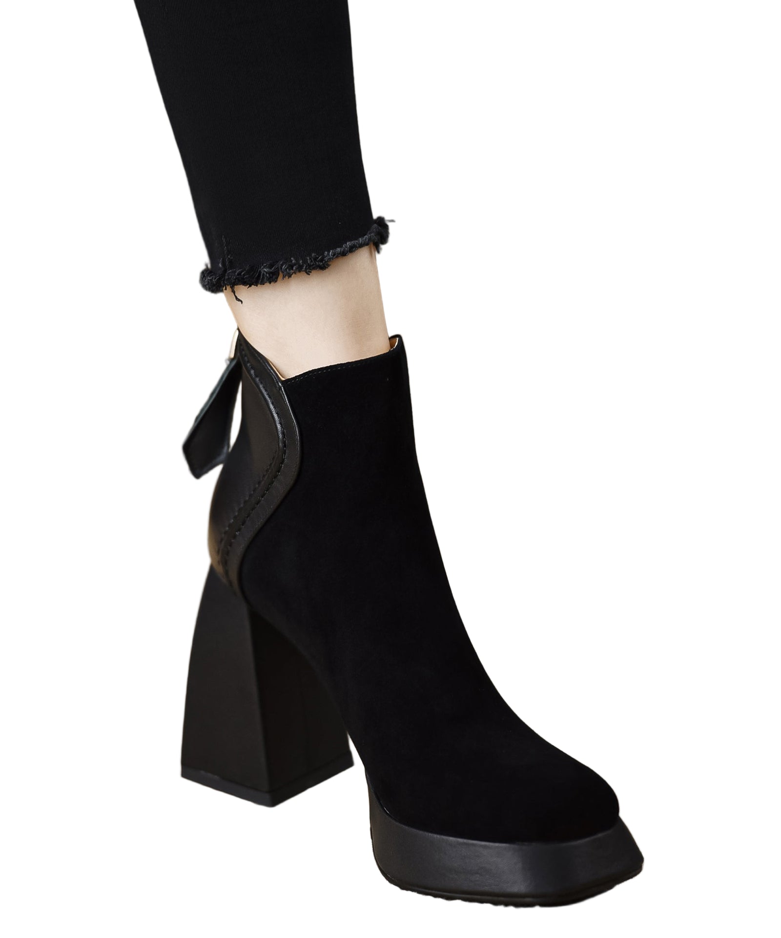 Kvinders Chunky Støvler med Lynlås 0