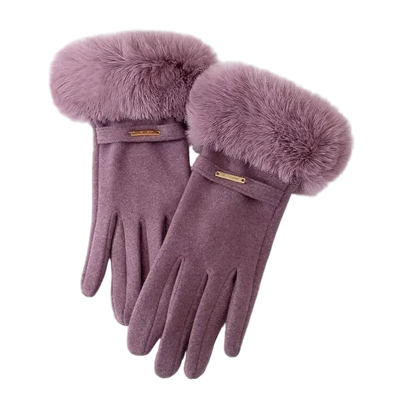 Kvinders Figursyet Handsker med Pelsmanchet 0