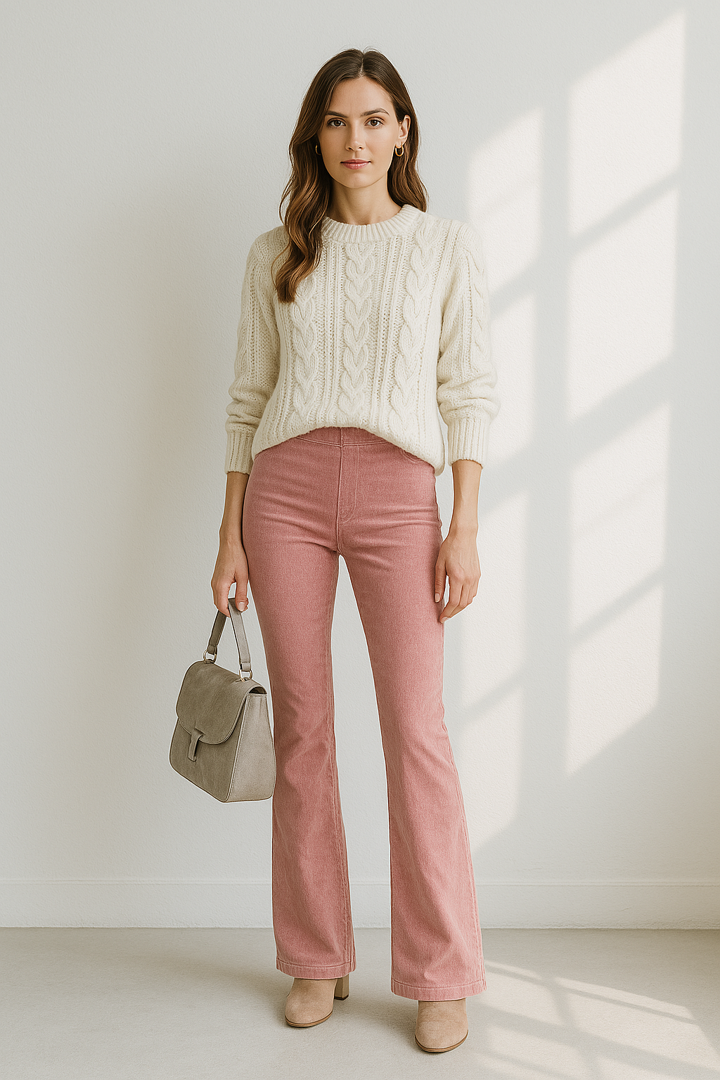 Kvinders Flared Bukser Høj Talje Blød Blandingsstof 1