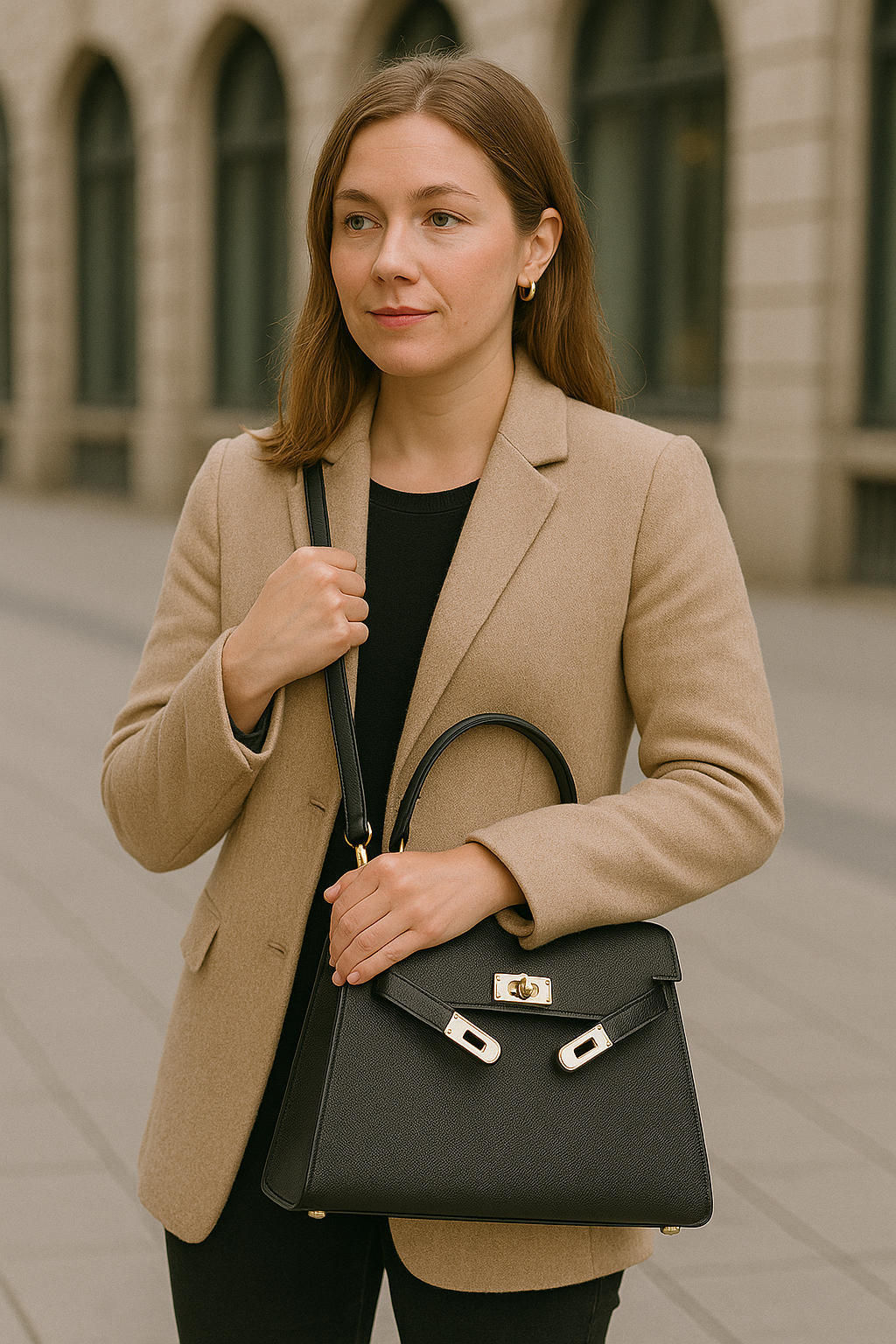 Kvinders Håndtaske Stram Geometrisk Med Metal Lukning 1