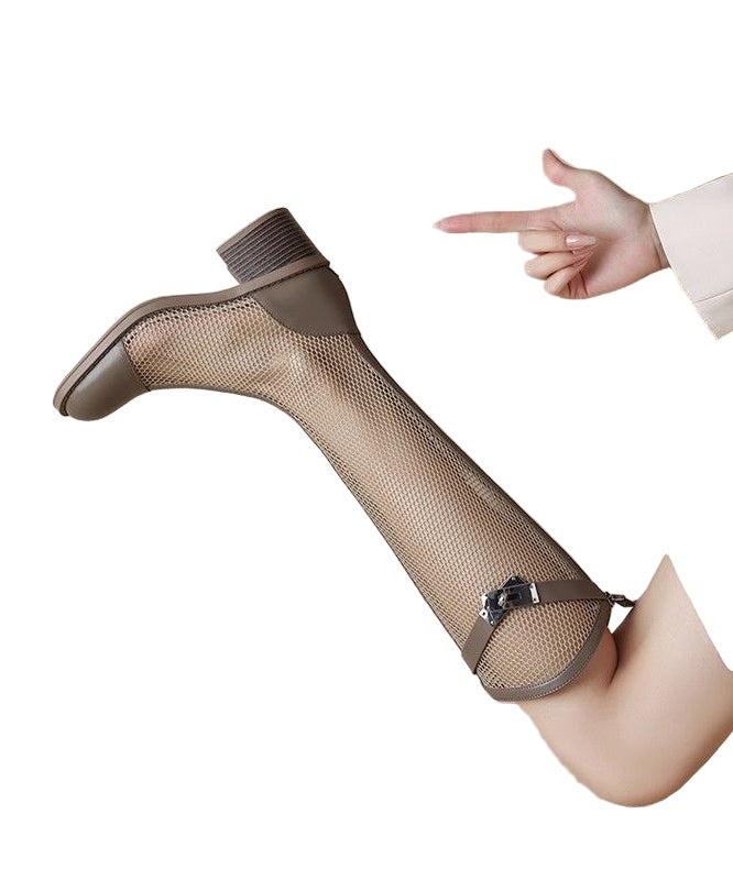 Kvinders Knæhøje Støvler i Tulle med Splicing 0