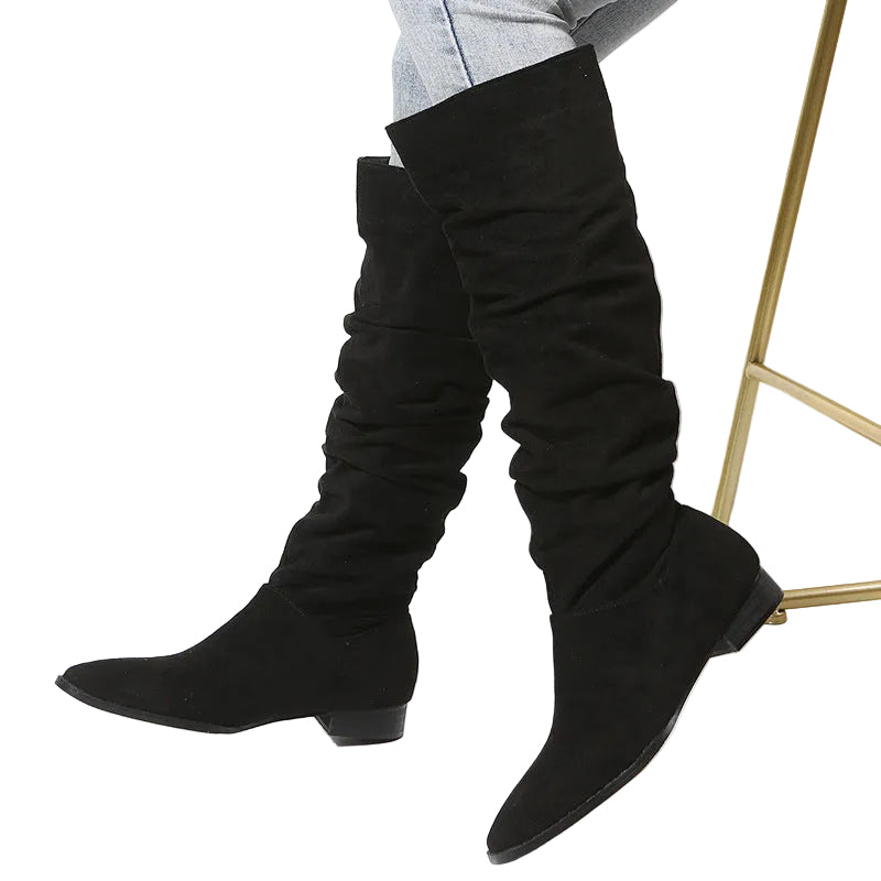 Kvinders Knæhøje Støvler med Blokhæl Slouchy Stil 0