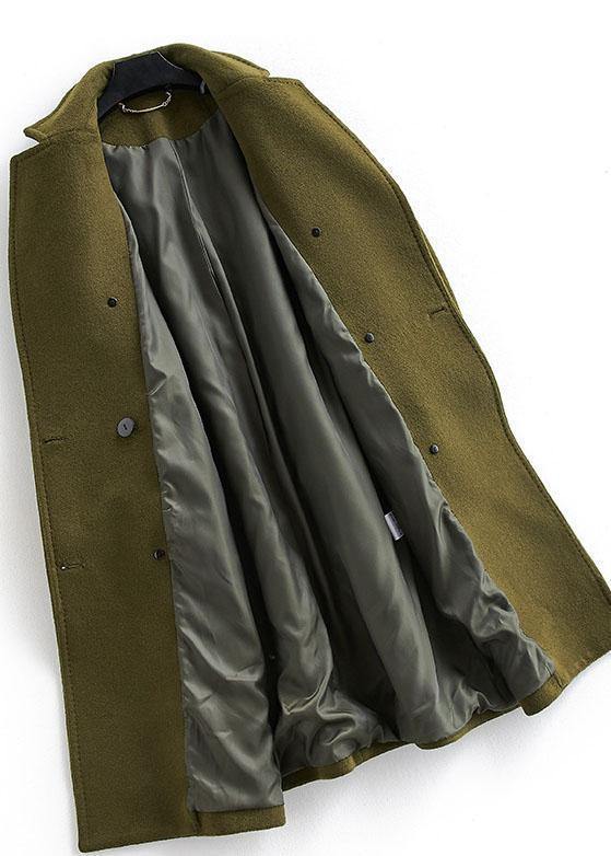 Kvinders Lang Uldfrakke med Dobbeltbryst og Klap 1