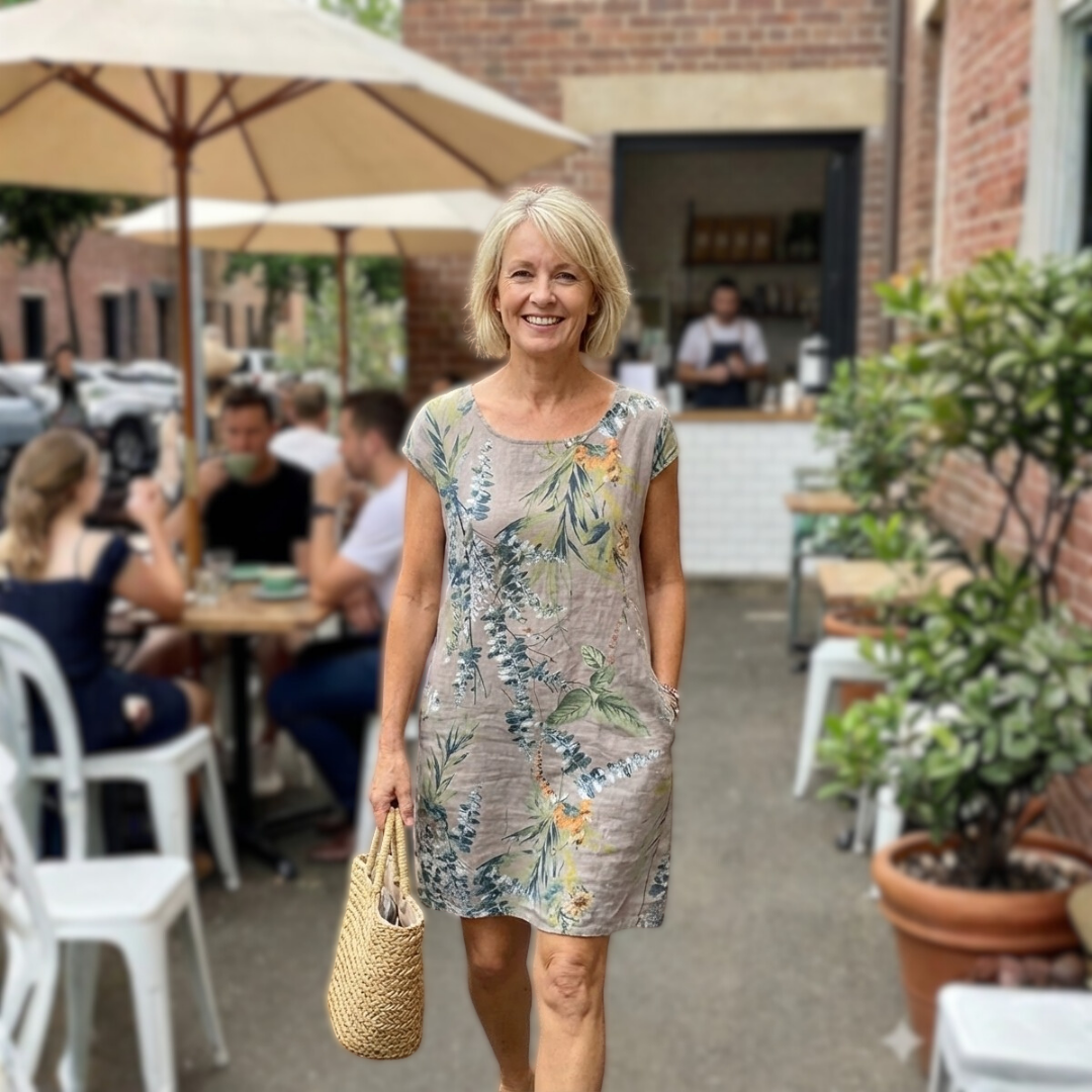 Kvinders Midi Kjole med Stribemønster 3