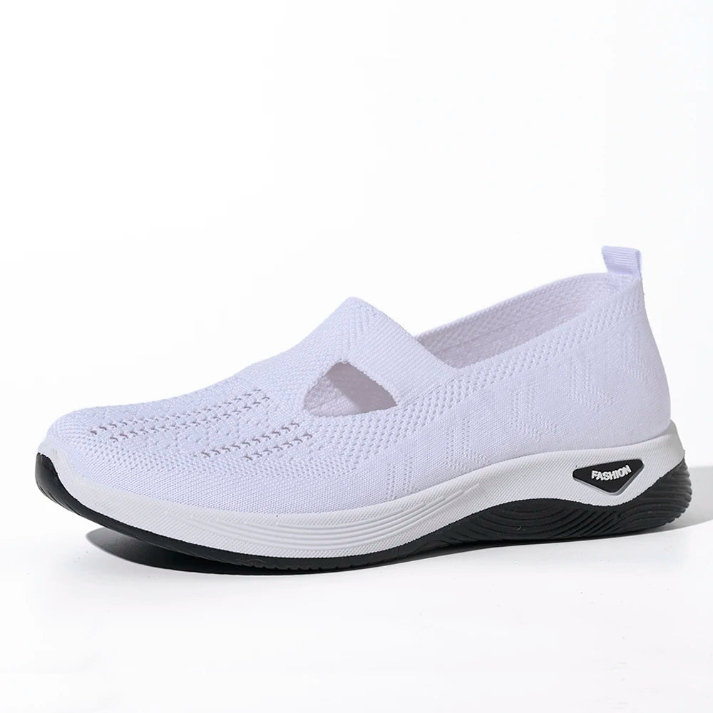 Kvinders Sneakers Åndbar Mesh Casual Sko Flade Strikkede Sko 9