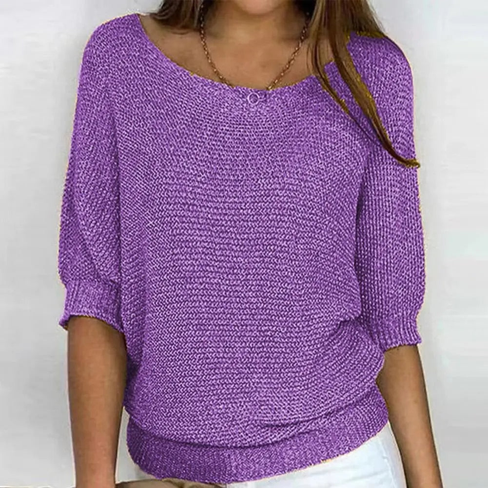 Kvinders Sweater med 3/4 Ærmer og Rund Hals 2