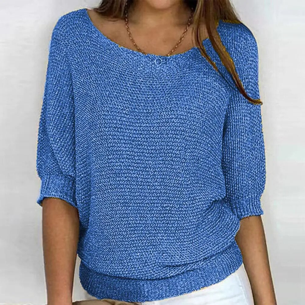 Kvinders Sweater med 3/4 Ærmer og Rund Hals 3