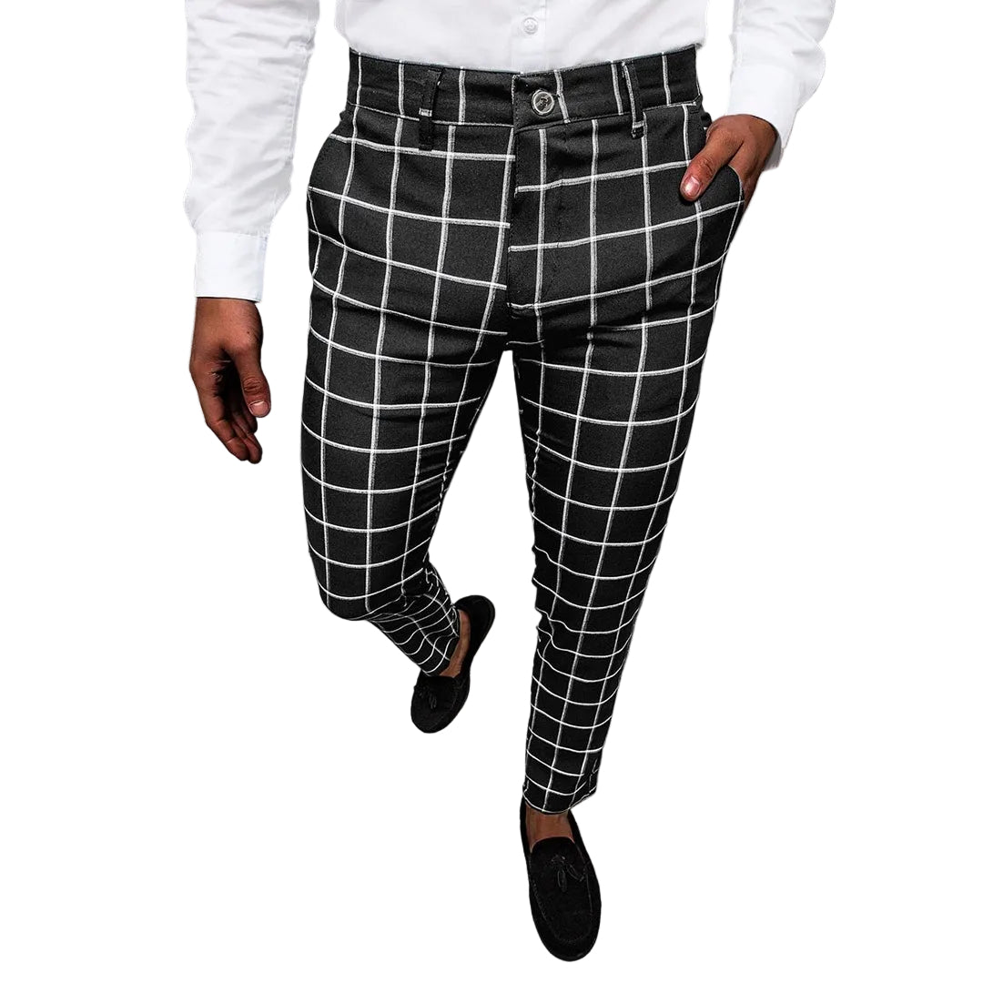 Mænds Bukser med Tilspidset Pasform og Gittermønster 0