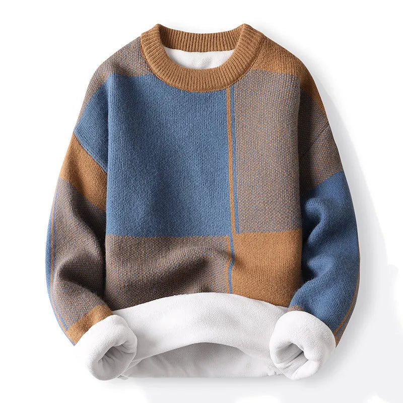 Mænds Crewneck Sweater med Colorblock Design 1