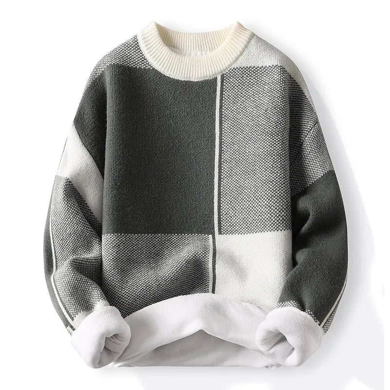 Mænds Crewneck Sweater med Colorblock Design 2