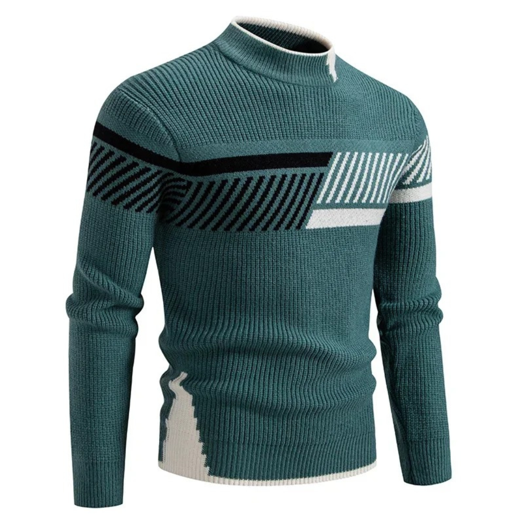 Mænds Sweater Høj Hals Geometrisk Mønster 8