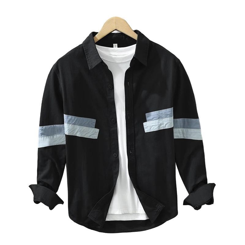 Herre Skjorte Patchwork Casual Fit Bomuld