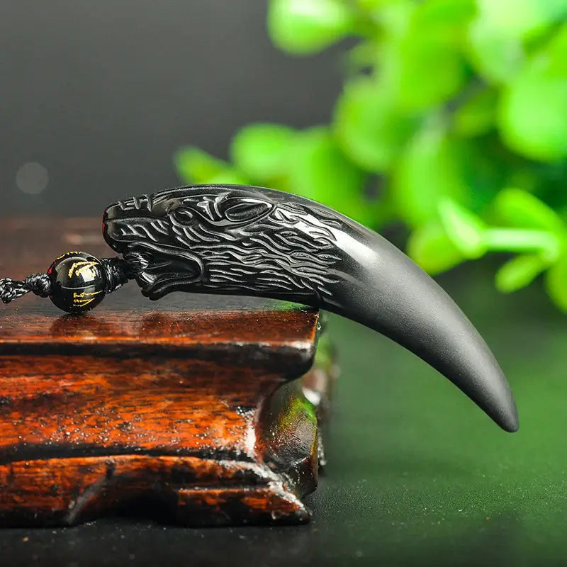 Obsidian Wolf Vedhæng Halskæde