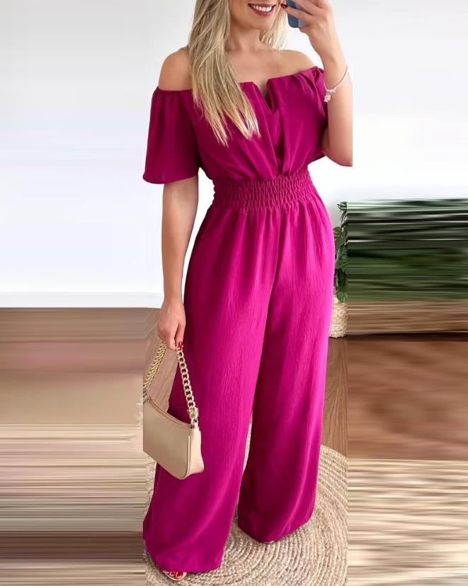 Kvinders Jumpsuit Off-Shoulder Draperet Polyester-4