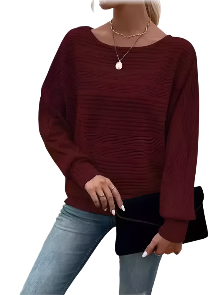 Kvinders Stribet Sweater Løs Pasform Blød Bomuldsblanding